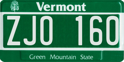 VT license plate ZJO160