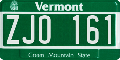 VT license plate ZJO161