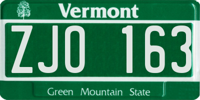 VT license plate ZJO163
