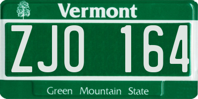 VT license plate ZJO164