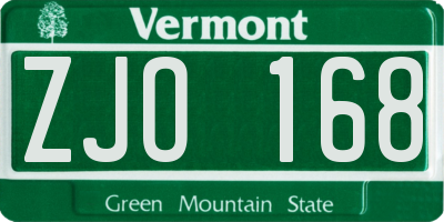 VT license plate ZJO168