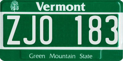 VT license plate ZJO183