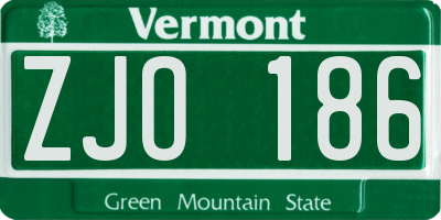 VT license plate ZJO186