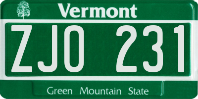 VT license plate ZJO231