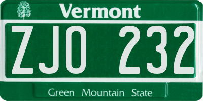 VT license plate ZJO232