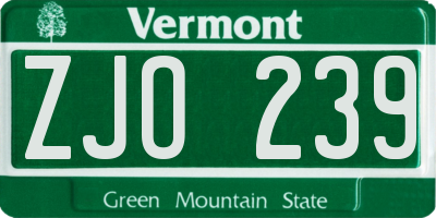 VT license plate ZJO239