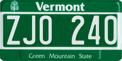 VT license plate ZJO240