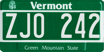 VT license plate ZJO242
