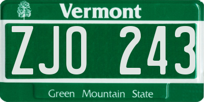 VT license plate ZJO243