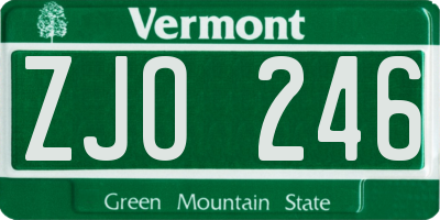 VT license plate ZJO246