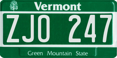 VT license plate ZJO247