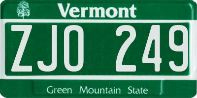VT license plate ZJO249