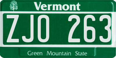 VT license plate ZJO263