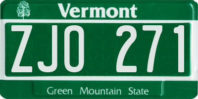 VT license plate ZJO271