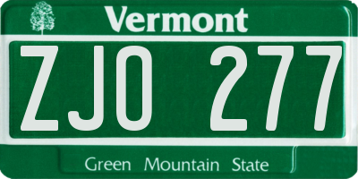 VT license plate ZJO277