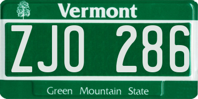VT license plate ZJO286