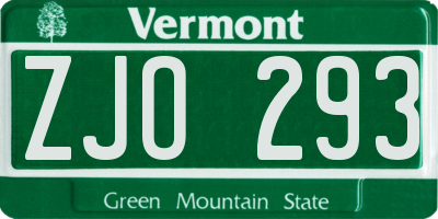 VT license plate ZJO293