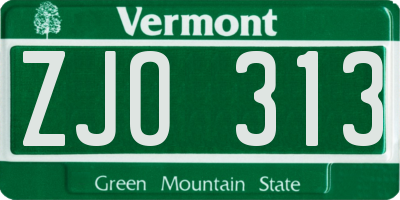 VT license plate ZJO313