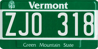 VT license plate ZJO318