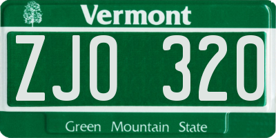 VT license plate ZJO320
