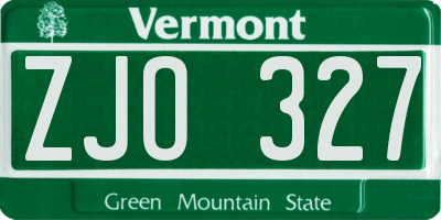 VT license plate ZJO327
