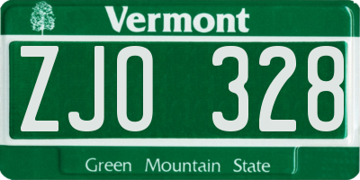 VT license plate ZJO328