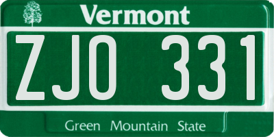 VT license plate ZJO331