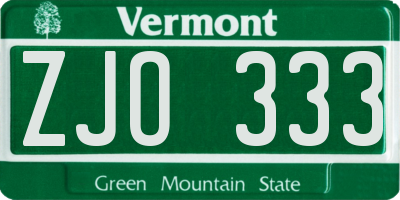 VT license plate ZJO333
