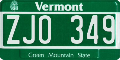 VT license plate ZJO349