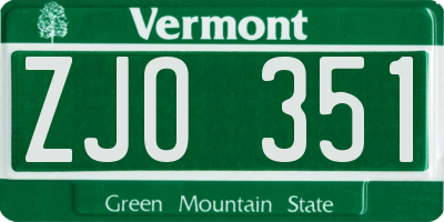 VT license plate ZJO351