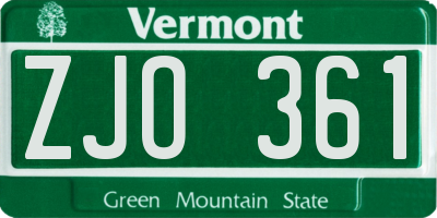 VT license plate ZJO361