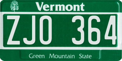 VT license plate ZJO364