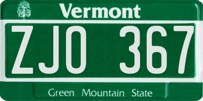VT license plate ZJO367