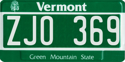 VT license plate ZJO369