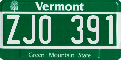 VT license plate ZJO391