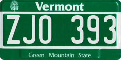 VT license plate ZJO393