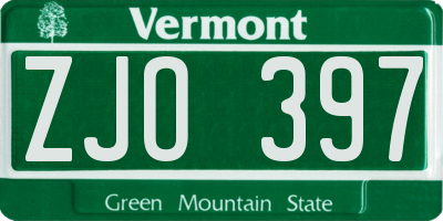 VT license plate ZJO397