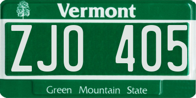 VT license plate ZJO405
