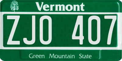 VT license plate ZJO407