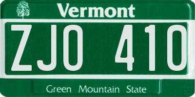 VT license plate ZJO410