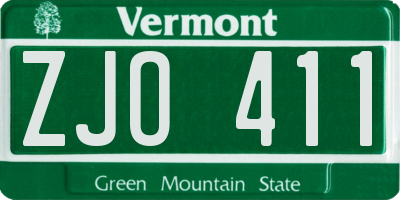 VT license plate ZJO411