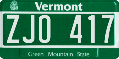 VT license plate ZJO417