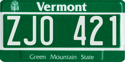 VT license plate ZJO421