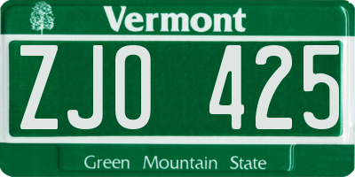 VT license plate ZJO425