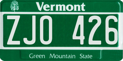 VT license plate ZJO426