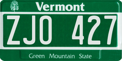 VT license plate ZJO427