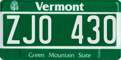 VT license plate ZJO430