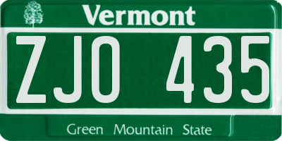 VT license plate ZJO435