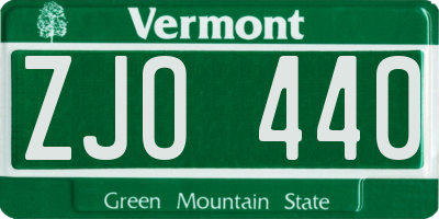 VT license plate ZJO440
