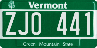 VT license plate ZJO441